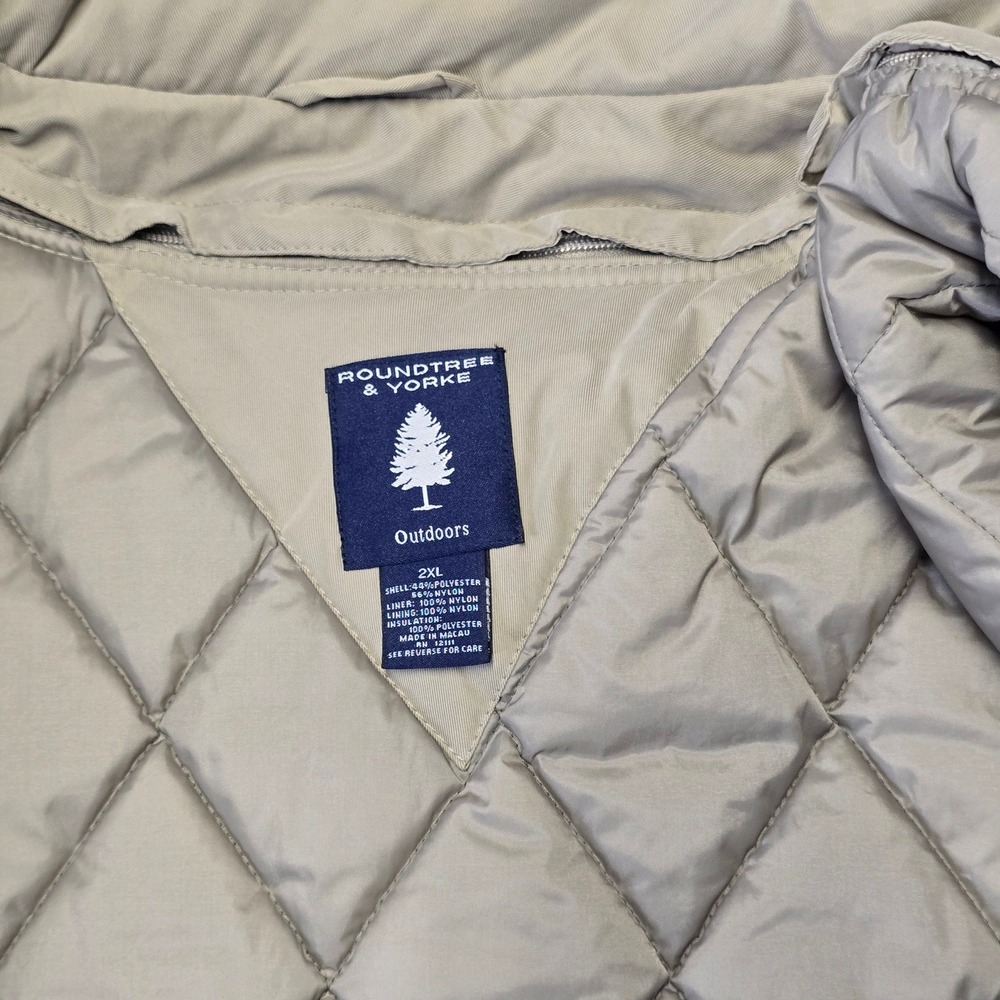 Roundtree & Yorke Field Jacket Mens 2XL Tan Quilted Lined Heavy Utility Coat - Picture 6 of 16